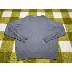 Peter Millar Silk Cotton Cashmere V-Neck Sweater Mens XL Blue Gray Knit